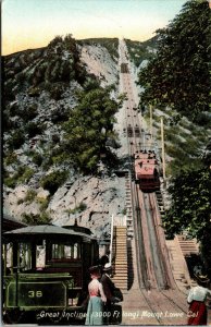 Vtg Great Incline Electric Cable Trolley Railway Mt. Mount Lowe CA Postcard