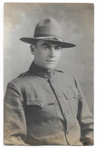 World War 1 Unused, Real Photo RPPC Postcard, AEF Soldier in Uniform