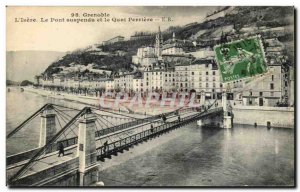 Grenoble - The Suspension Bridge and Quai Perriere Old Postcard