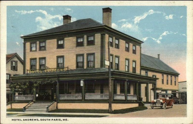 South Paris ME Hotel Andrews c1920 Postcard