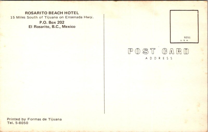 View of Rosarito Beach Hotel, El Rosarito BC Mexico Vintage Postcard W69
