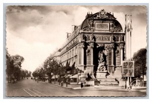 Paris France Place La Fontaine Saint-Michael  RPPC Real Photo Postcard