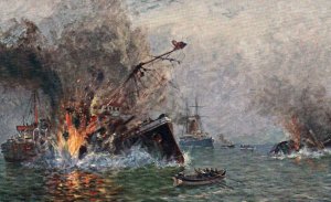 German Navy U9 Submarine Torpedo Destroys 3 English Cruisers European War 1914