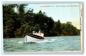 1909 Motor Boating on the Susquehanna, Lanesboro Pennsylvania PA Postcard