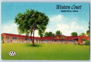 Henryetta Oklahoma OK Postcard Western Court Exterior View c1940 Vintage Antique