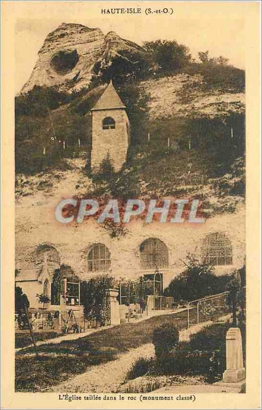 Old Postcard Haute Isle S and O taillee The Church in the rock