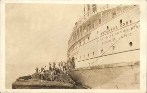 Steamship Governor Cobb Coaling? Publ at Newport News VA Real Photo Postcard