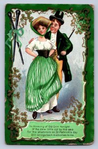 J96/ St Patrick's Day Holiday Postcard c1910 Man Woman Nash Clubs 205