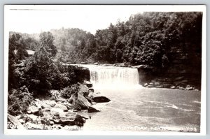 RPPC~Kentucky~Cumberland Falls State Park~Waterfall Scene~River~1940s Postcard