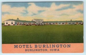 BURLINGTON, Iowa IA ~ Roadside MOTEL BURLINGTON c1940s Linen  Postcard