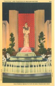 San Francisco California Expo Pacifica, Fountain, Night View Linen Postcard