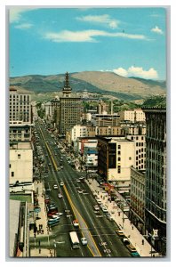 Main Street Salt Lake City Utah Old Cars Signs Vintage Standard View Postcard 