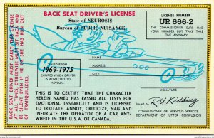 Humour Back Seat Driver's License No UR 666-2