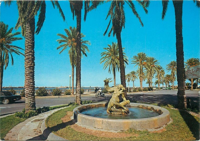 Libya Postcard the Gazelle fountain Tripoli