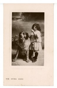 Now, Steady Rover  Girl with dog    *RPPC