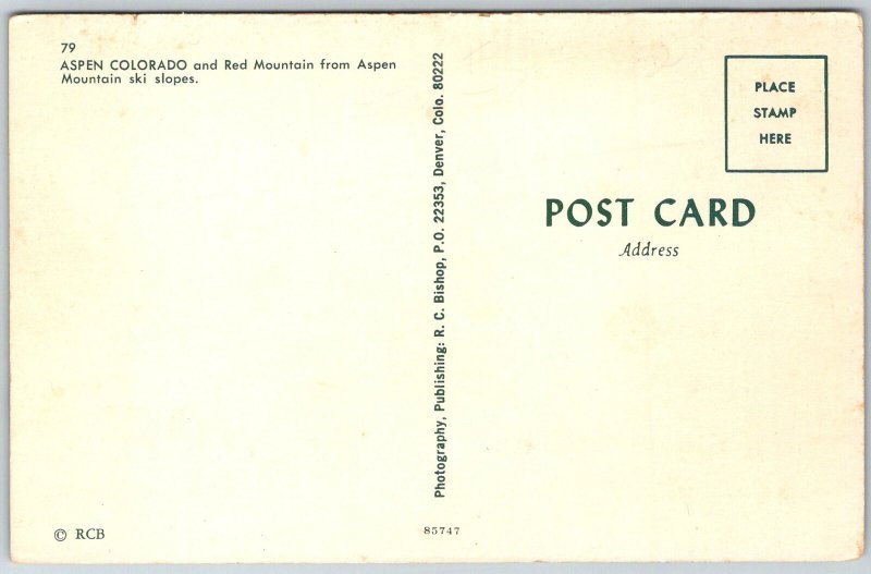 Aspen Colorado 1960s Postcard Red Mountain Ski Slopes