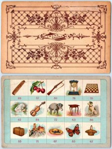 1890's FAMILIAR OBJECTS FOR CHILDREN 5 GAME CARDS + BOX TOP ONLY*GREAT GRAPHICS