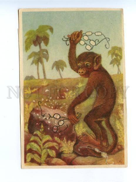 168996 KRYLOV Fable MONKEY & glasses Vintage Colorful PC