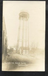 RPPC TOULON ILLINOIS WATER TOWER CONSTRUCTION CYKO REAL PHOTO POSTCARD