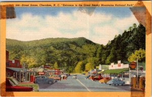 Postcard SHOPS SCENE Cherokee North Carolina NC AN0293