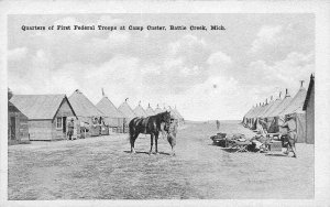 First Federal Troops Quarters Camp Custer Battle Creek Michigan 1910s postcard