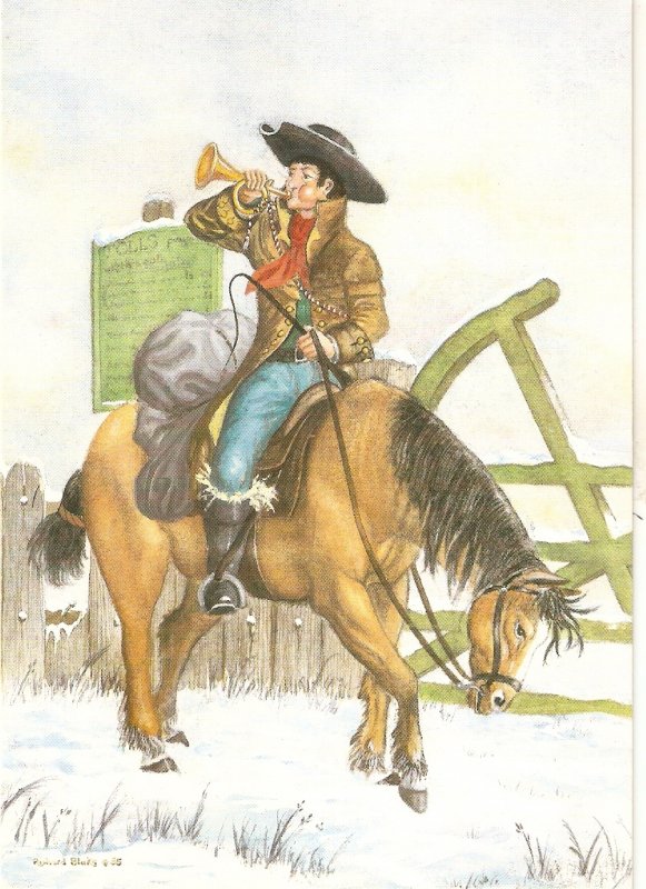 Mounted Postboy, by Richard Blake Modern English repro of old PC. ASize 15 x