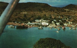 Vintage Postcard Air View Villa Parguera Fishing Port Village Lajas Puerto Rico