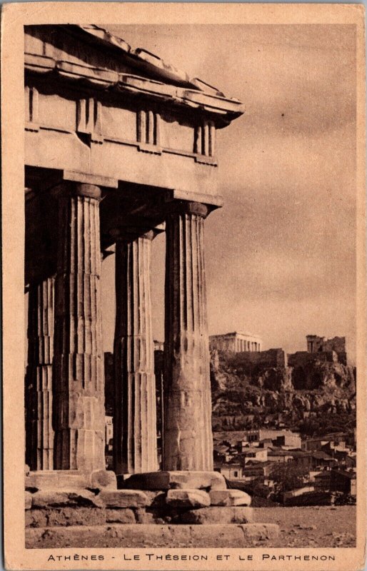 Greece Athens Acropolis Pantheon Vintage Postcard C151