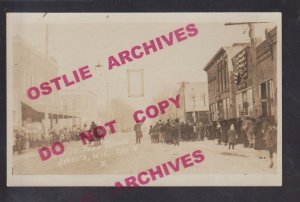 Augusta WISCONSIN RPPC 1918 RAISING SERVICE FLAG Main Street WW1 WWI Patriotic