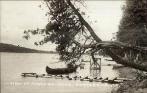 Portage ME Canoe & Dock Real Photo Postcard