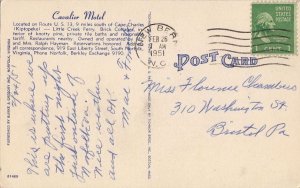 Postcard Cavalier Motel Norfolk VA Virginia