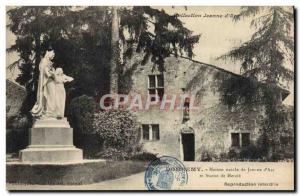 Old Postcard Domremy birthplace From Jeanne d & # 39Arc and statue of Mercia