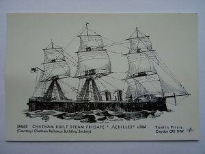 CHATHAM BUILT STEAM FRIGATE Achilles c1863 RP Postcard by Pamlin Repro SM630