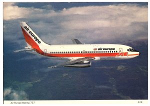 Air Europe Boeing 737 Airplane Postcard.