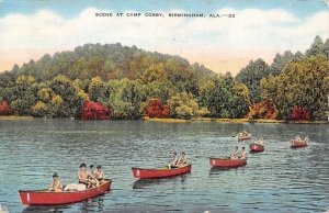 Birmingham, AL Alabama  CAMP COSBY~Boys In Rowboats  SCOUTS~YMCA  1943 Postcard