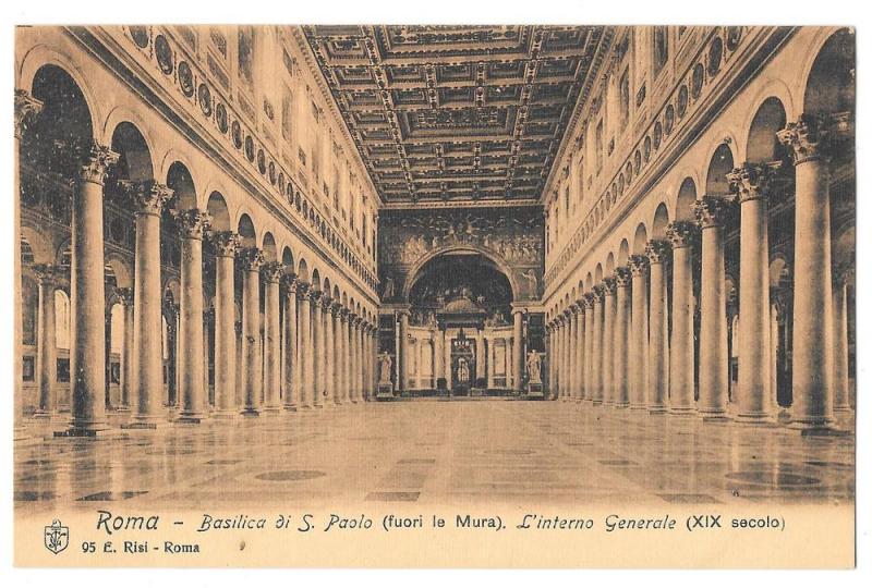 Italy Roma Basilica S Paolo Church Interior Postcard 