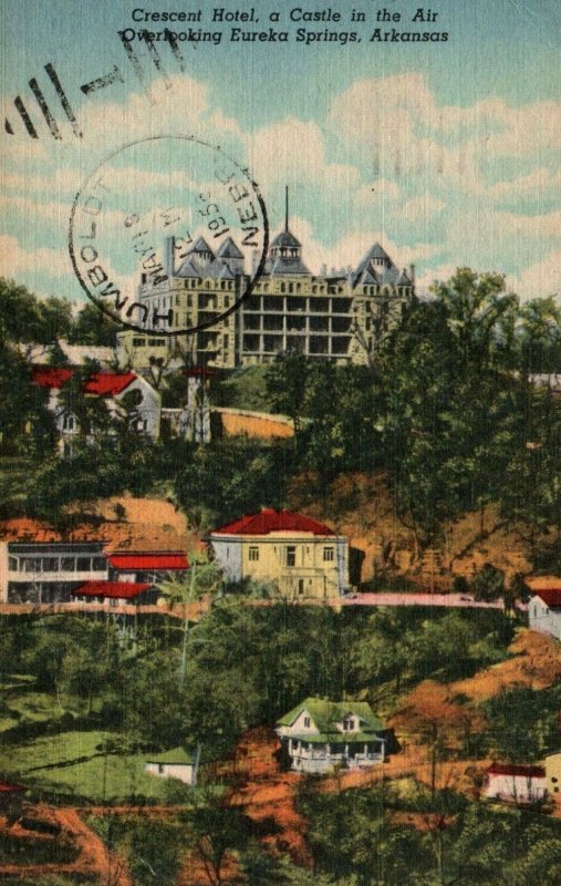 Eureka Springs Arkansas AR Crescent Hotel Linen Vintage Postcard 