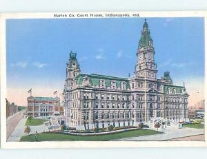 Unused Linen COURTHOUSE SCENE Indianapolis Indiana IN d2637