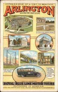 ARLINGTON VIRGINIA VA Royal Blue Line Motor Tours SIGHT SEEING BUS Postcard