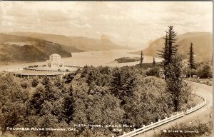 RPPC Columbia River Oregon Vista House Crown Point Cross & Dimmitt Postcard V7