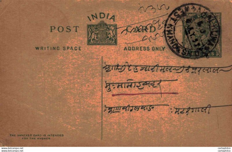 India Postal Stationery George V 9p