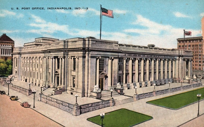 Vintage Postcard U. S. Post Office Building Landmark Indianapolis Indiana IN