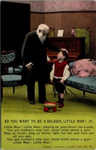 Vtg 1910s So You Want To Be A Soldier Little Man Bamforth Song Card 4 Postcard