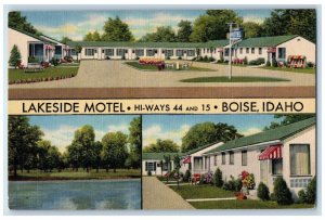 Boise Idaho ID Postcard Lakeside Motel Exterior Multiview c1940 Vintage Unposted