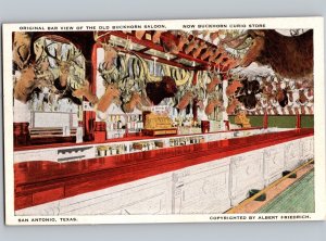 c1925 Interior View Of Old Buckhorn Saloon Bar Curio Store San Antonio Texas TX