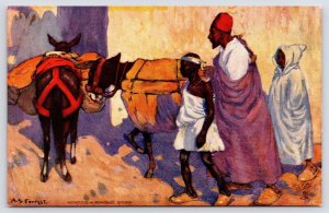 Morocco Africa Street Scene~Mules Carry Goods & Merchandise~TUCK Postcard c1910