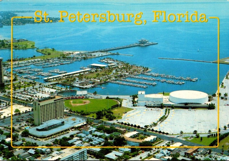 Florida St Petersburg Downtown Aerial View With Marina and Pier