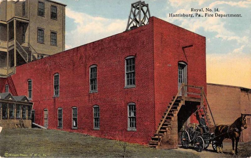 Harrisburg Pennsylvania Fire Department Antique Postcard J39140