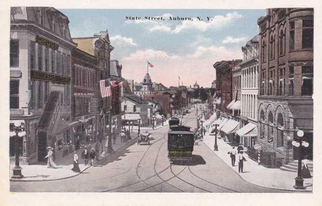 Trolley on State Street - Auburn NY, New York - WB