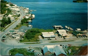Postcard ON Red Lake Indian Handicraft Shop Aerial View Business Street 1972 K60